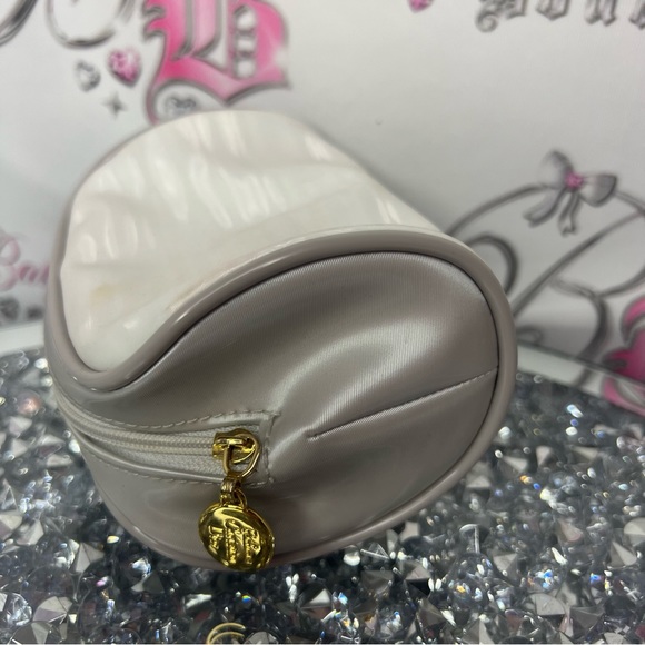 Christian dior makeup bag small white stripe shimmer pattern grey gold hardware - Picture 4 of 9